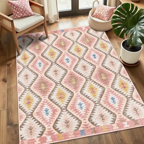 YesRug Teppich für Wohnzimmer, waschbar, Boho, marokkanisch, geometrisches Rankgitter mit lebendigen Farbtönen, rutschfester Teppich für große Küche, Schlafzimmer, Nachttisch, Eingangsbereich YesRug Teppich für Wohnzimmer, waschbar, Boho, marokkanisch, geometrisches Rankgitter mit lebendigen Farbtönen, rutschfester Teppich für große Küche, Schlafzimmer, Nachttisch, Eingangsbereich von YesRug