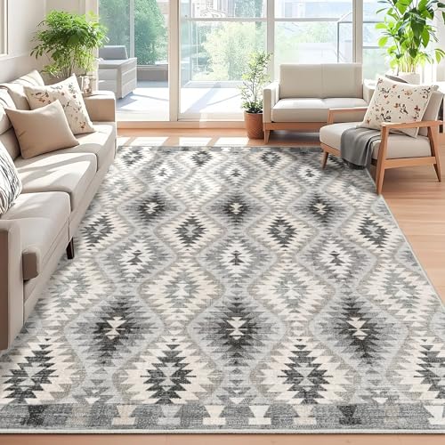 YesRug Waschbare graue Teppiche, 12,7 x 17,8 cm, für Schlafzimmer, Boho, marokkanisches geometrisches Rankgitter, moderne Teppiche mit lebendigen Farbtönen für Wohnzimmer, Nachttisch, Küche, Esszimmer YesRug Waschbare graue Teppiche, 12,7 x 17,8 cm, für Schlafzimmer, Boho, marokkanisches geometrisches Rankgitter, moderne Teppiche mit lebendigen Farbtönen für Wohnzimmer, Nachttisch, Küche, Esszimmer von YesRug