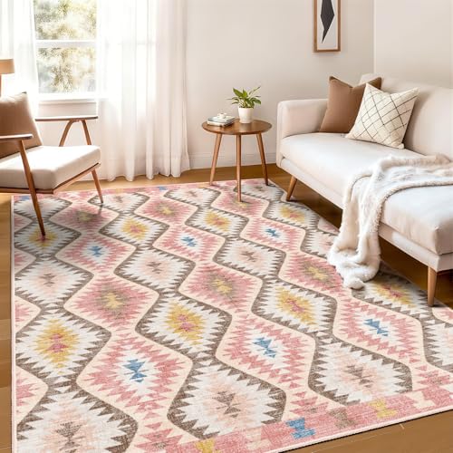 YesRug Waschbare rosa Teppiche, für Schlafzimmer, Boho-Stil, marokkanisches geometrisches Rankgitter, moderne Teppiche mit lebendigen Farbtönen für Wohnzimmer, Nachttisch, Küche, Esszimmer YesRug Waschbare rosa Teppiche, für Schlafzimmer, Boho-Stil, marokkanisches geometrisches Rankgitter, moderne Teppiche mit lebendigen Farbtönen für Wohnzimmer, Nachttisch, Küche, Esszimmer von YesRug