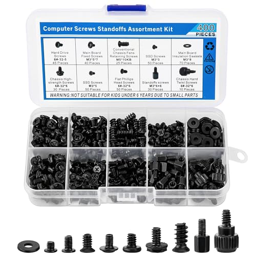 Yesaler 400 Stk Computer Schrauben Set PC Motherboard Computerschrauben Abstandshalter Kit für Personal PC Gehäuse Mainbord Lüfter Festplatten CD-ROM Yesaler 400 Stk Computer Schrauben Set PC Motherboard Computerschrauben Abstandshalter Kit für Personal PC Gehäuse Mainbord Lüfter Festplatten CD-ROM von Yesaler