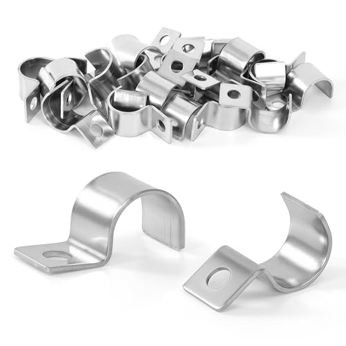 Yesaler Einzelloch U-Rohrschellen 16mm Edelstahl Rohrbefestigung Befestigungsschelle Einzelloch für Kabel Wasserrohre 25 Stück von Yesaler