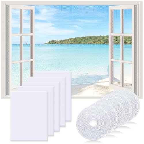 Yesaler Fliegengitter Fenster Insektenschutz Fenster mit 5 Rollen Klebeband 130x150cm Fliegennetz für Alle Fenster 5 Stück (Weiß) von Yesaler