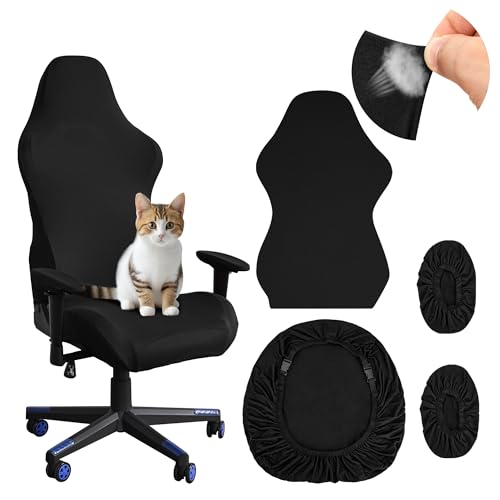 Yesaler Gaming Stuhl Bezug 4 Stck Waschbar Gaming Stuhlhussen Abnehmbar Gamingstuhl-Bezge mit Armlehnen/Stuhlrcken Bezug fr Computer Sthle Brostuhl Drehstuhl von Yesaler