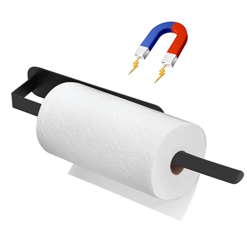 Yesaler Magnetischer Küchenrollenhalter aus Karbonstahl Starkes Magnetisches Küchenregal Handtuchhalter für Küchenorganisation und Aufbewahrung (Schwarz) von Yesaler