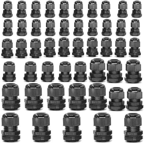 Yesallwas Kabelverschraubung Wasserdicht mit Dichtungen 50 Stück, PG7 PG9 PG11 PG13.5 PG16 PG19 Kabeldurchführung Wasserdicht, Schwarz Einstellbar Kabelverschraubungen Set Yesallwas Kabelverschraubung Wasserdicht mit Dichtungen 50 Stück, PG7 PG9 PG11 PG13.5 PG16 PG19 Kabeldurchführung Wasserdicht, Schwarz Einstellbar Kabelverschraubungen Set von Yesallwas