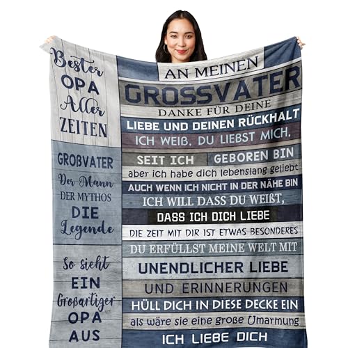 Opa Geschenk Geburtstag, Opa Geschenk, Geschenke für Opa, Bester Opa Geschenk, Geschenke für Opa Decke150x130cm (GROßVATER) von Yesbird