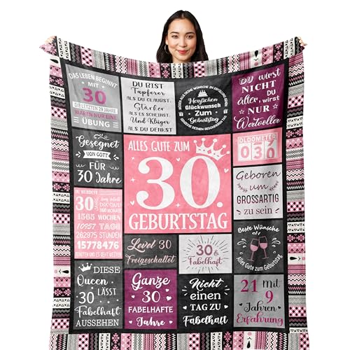 Yesbird 30 Geburtstag Frauen, 30 Geburtstag Deko, 30. Geburtstag Frauen, Deko 30 Geburtstag Frau, Geschenke zum 30 Geburtstag Frau, Geschenk 30. Geburtstag Frau Decke 150x130CM von Yesbird