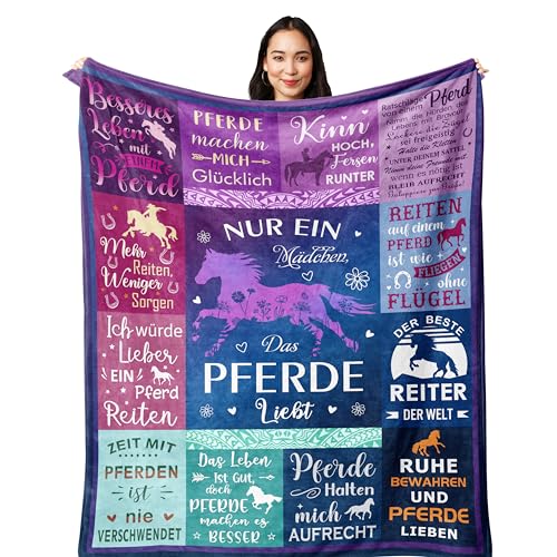 Yesbird Pferde Mädchen Geschenk, Pferde Sachen, Geschenk Pferdeliebhaber, Pferde Geschenke für mädchen, Geschenke für Mädchen/Freundin/Mutter/Tochter Decke 150x130CM von Yesbird