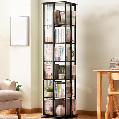 Yesbon 360 ° rotierendes Bücherregal Bücherregal, Corner Bücherregal 360 ° Display Bambus Spinning -Bücherregal, Das In Schlafzimmern, Wohnzimmern und Büros Verwendet Wird,Schwarz,6 Tier von Yesbon