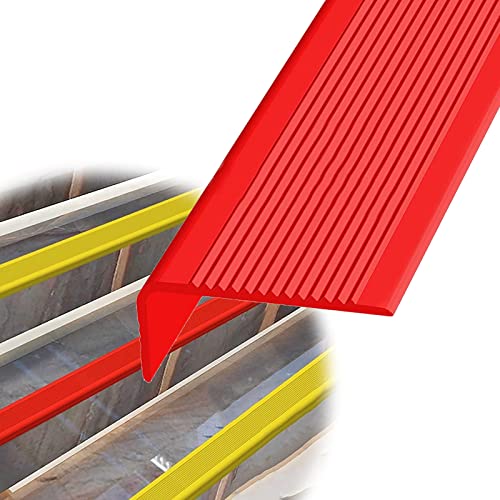 Yesbon Treppen-Kantenprofil, L-förmige Gummi-Treppenstufen, Treppenkantenschutz, PVC Treppenkantenprofil Selbstklebend Winkelprofil Anti-Rutsch Treppenkante, Breite 3 X 7 cm,Rot,10m von Yesbon