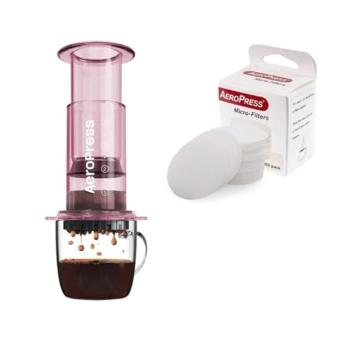 AeroPress – Neues Spezialpaket mit transparenter rosa Kaffeemaschine (transparentes Rosa) + 350 Mikrofilter von Yeseatis TASTE ONLINE FOOD YESEATIS.COM