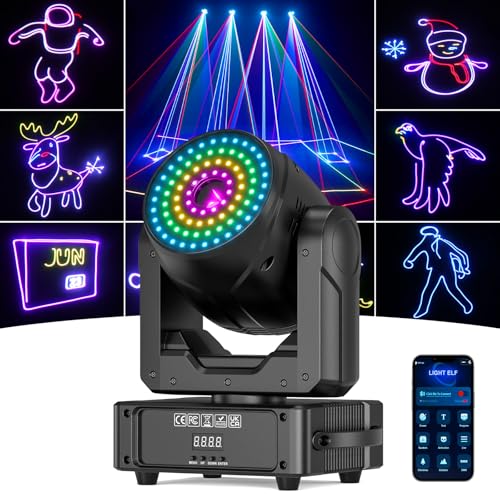 Moving Head Bühnenlicht RGB 150W, 3D Animation Projektor Bluetooth APP DMX512 Discolicht Partylicht 28CH Sound Control für Bühne Bar DJ Club Hochzeit von Yespick