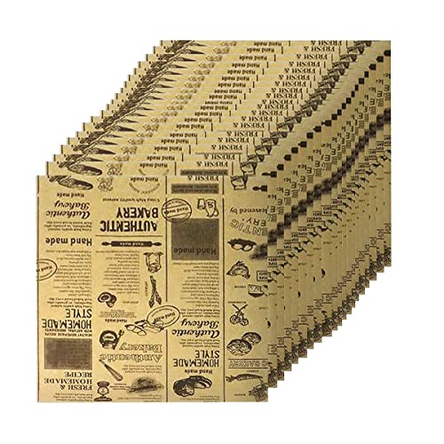 Yessetry Fettdichtes Papier für Lebensmittel, zum Backen, Hamburger, Huhn, Küche, Bratpapier, 22 x 22 cm, 100 Stück von Yessetry