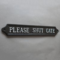 Bitte Shut Tor Schild Metallguss Groß - Alter Antik Stil Wandschild Massiv Gegossenes Metall Schwarz von YesterHomeUK