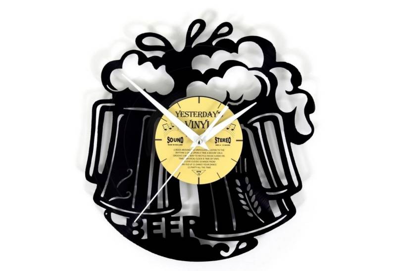 Yesterday's Vinyl Wanduhr Bier Vinyl Wanduhr aus MDF aus einer echten Schallplatte von Yesterday's Vinyl