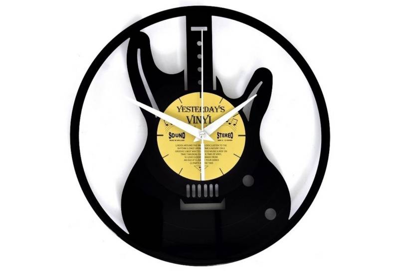 Yesterday's Vinyl Wanduhr E-Gitarre Vinyl Wanduhr aus MDF aus einer echten Schallplatte von Yesterday's Vinyl