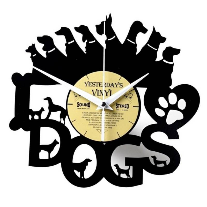 Yesterday's Vinyl Wanduhr Hunde Vinyl Wanduhr aus MDF aus einer echten Schallplatte von Yesterday's Vinyl
