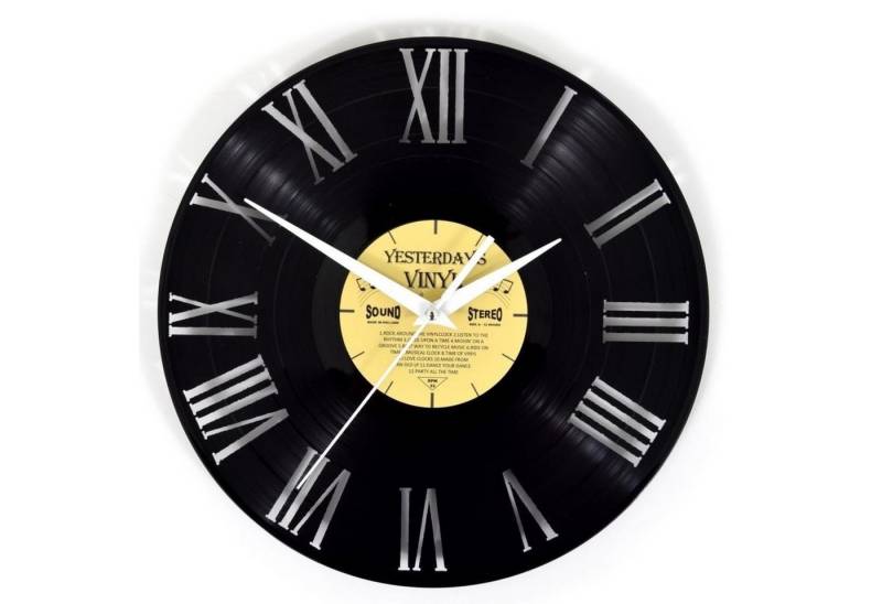 Yesterday's Vinyl Wanduhr Römische Ziffern Vinyl Wanduhr aus MDF aus einer echten Schallplatte von Yesterday's Vinyl