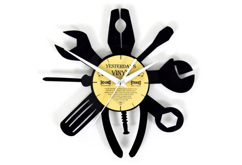Yesterday's Vinyl Wanduhr Werkzeug Vinyl Wanduhr aus MDF aus einer echten Schallplatte von Yesterday's Vinyl
