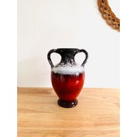 Kunstvolle Vintage Amphorenvase Von Jasba West Germany - Westdeutsche 70Er Jahre Keramik | Rote Fat Lava Vase Wpg Sammlervase von YesterdayMeetsHome