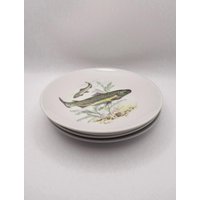 Midcentury Teller Set Mit Fisch Motiv von YesterdaysTableware