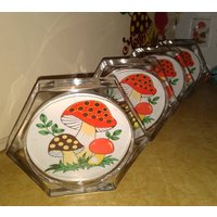Lustige Pilze Klare Acryl Foto Untersetzer - Set Von 4 + Magnet von YesteryearPLUS