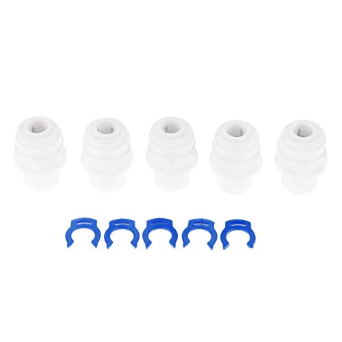 5 Pcs RO Wasser Gerade Rohrfitting 1/4 "Außengewinde-1/4" OD Schlauch BSP Außengewinde Kunststoff Schnellkupplung System Wasser reinigt von Yetaha