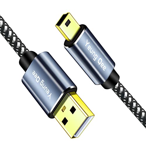 Yeung Qee Mini-USB-Kabel, geflochten, USB 2.0, Typ A auf Mini-B-Kabel, geflochtenes Ladekabel, kompatibel mit PS3-Controller, MP3/4-Player, PDA, Kamera, Scanner und anderen Mini-USB-Geräten (3 m) von Yeung Qee