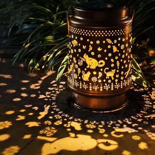 Solar Laternen Outdoor wasserdicht Gießkanne Lichter, Garten Dekor Metall High Brightness LED Licht, Solar Hängende Laterne für Garten, Hof, Patio, Rasen (Cat) von Yevheniy