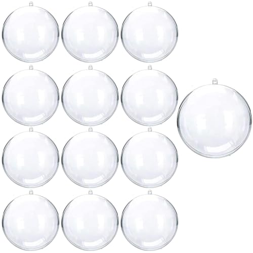 Yevheniy12 PCS Weihnachts Klarer Ornament Ball, Füllbare Weihnachtsschmuck, Transparente Plastik Handwerk Ornament Birnen für DIY Feiertagsfeier Weihnachtsbaum Innendekoration im Freien (60mm) von Yevheniy