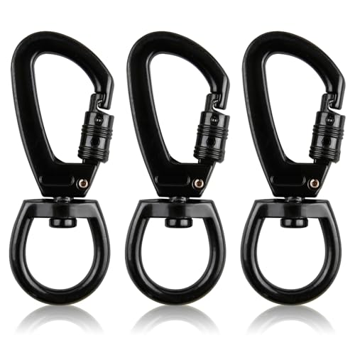 3 PCS Karabinerhaken mit Drehgelenk, Karabiner für Hundeleine Wirbelkarabiner, Bergsteigen und Schlüsselbund, D-förmige Schnappkarabiner aus Zinklegierung, stabil und langlebig, ideal für Outdoor-Akti von Yewseas