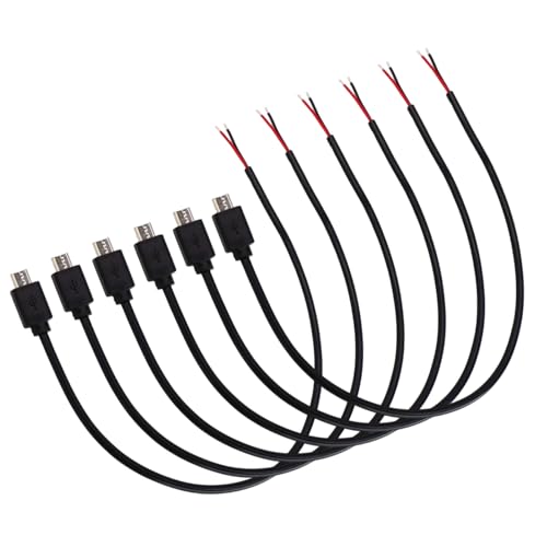 6 Stück Micro USB Pigtail, Kabel mit Stecker 2 Adrig, 30cm USB Ladeverlängerung, USB Stecker auf 2-poliges offenes Ende, 22AWG 3A Stromkabel, DIY Ladekabel mit offenem Drahtende für Bastelprojekte 6 Stück Micro USB Pigtail, Kabel mit Stecker 2 Adrig, 30cm USB Ladeverlängerung, USB Stecker auf 2-poliges offenes Ende, 22AWG 3A Stromkabel, DIY Ladekabel mit offenem Drahtende für Bastelprojekte von Yewseas