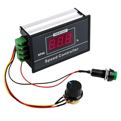 Geschwindigkeitsregler für DC Motor, PWM Regler Stufenlos Einstellbar, Eingang DC 6V, 12V, 24V, 36V, 48V, 60V, 0-30A, mit Start/Stopp-Schalter, LED-Display, einfach zu bedienen für Motorsteuerung von Yewseas
