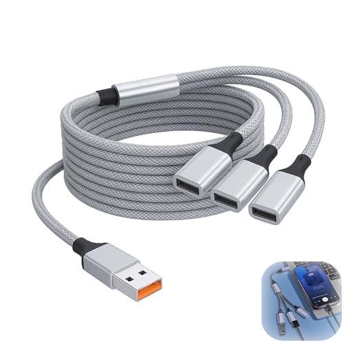 Yewseas USB Splitter Kabel 1 auf 3, 2m Adapter mit US B Typ B Stecker auf 3 USB Typ A Buchsen, U-SB Verlängerung für Datenübertragung und Laden, Plug und Play US-B Hub für Laptop, PC, Mac von Yewseas