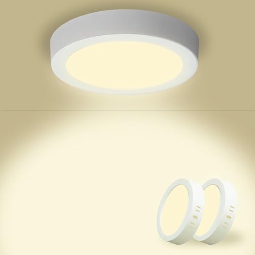 Yexati 2 Stück Deckenlampe LED Deckenleuchte Flach Rund 15W 4500K 1620LM IP44 Wasserfest Modern Badezimmer Lampe, Badlampe Decke Küchenlampe Weiß für Küche Bad Schlafzimmer Flur Balkon Keller Ø17cm von Yexati