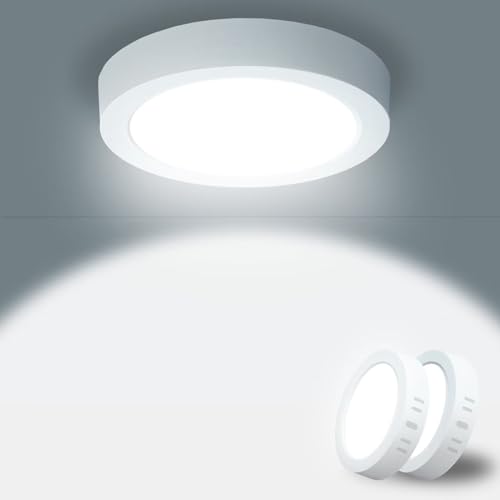 Yexati 2 Stück Deckenlampe LED Deckenleuchte Flach Rund 15W 6500K 1620LM IP44 Wasserfest Modern Badezimmer Lampe, Badlampe Decke Küchenlampe Weiß für Küche Bad Schlafzimmer Flur Balkon Keller Ø17cm von Yexati