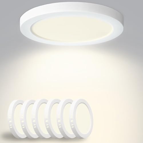 Yexati Deckenlampe LED Deckenleuchte Flach 18W 4500K 1800LM IP44 Wasserfest Rund Modern Schlicht LED Lampe Dünn für Wohnzimmer Küche Schlafzimmer Badezimmer Flur Balkon Keller, Ø22cm Weiß von Yexati