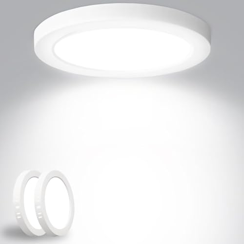 Yexati Deckenlampe LED Deckenleuchte Flach 18W 6500K 1800LM IP44 Wasserfest Rund Modern Schlicht LED Lampe Dünn für Wohnzimmer Küche Schlafzimmer Badezimmer Flur Balkon Keller, Ø22cm Weiß von Yexati