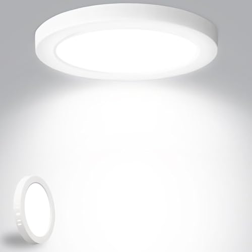 Yexati Deckenlampe LED Deckenleuchte Flach 18W 6500K 1800LM IP44 Wasserfest Rund Modern Schlicht LED Lampe Dünn für Wohnzimmer Küche Schlafzimmer Badezimmer Flur Balkon Keller, Ø22cm Weiß von Yexati
