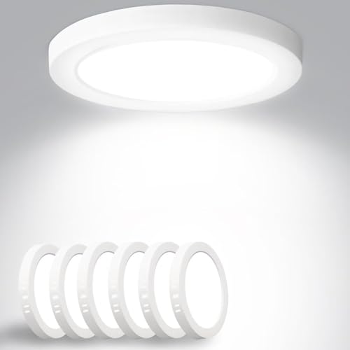 Yexati Deckenlampe LED Deckenleuchte Flach 18W 6500K 1800LM IP44 Wasserfest Rund Modern Schlicht LED Lampe Dünn für Wohnzimmer Küche Schlafzimmer Badezimmer Flur Balkon Keller, Ø22cm Weiß von Yexati
