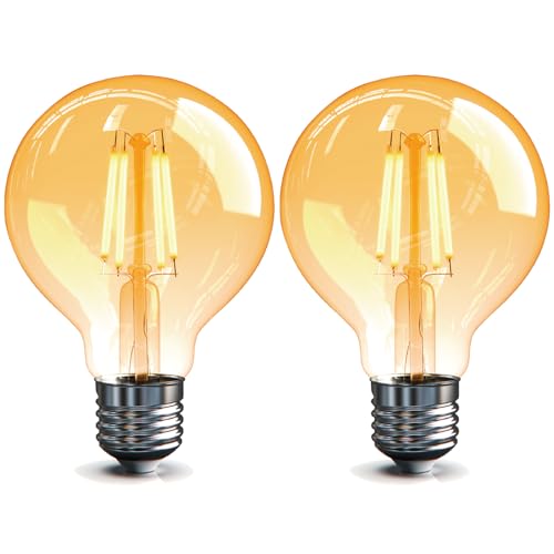 Yexati Edison Vintage LED-Leuchtmittel E27 G80, 4W Warmweiß 2700K, entspricht 40W Glühlampe, Retro-Glühlampe, dekorative Glühbirne, nicht dimmbar, klares Filament, 2er-Pack Yexati Edison Vintage LED-Leuchtmittel E27 G80, 4W Warmweiß 2700K, entspricht 40W Glühlampe, Retro-Glühlampe, dekorative Glühbirne, nicht dimmbar, klares Filament, 2er-Pack von Yexati