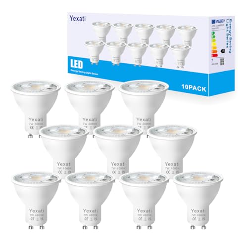 Yexati LED-Leuchtmittel GU10, 660 Lumen, 7 W (entspricht 50 W LED-Halogenen), Warmweiß 4000 K, nicht dimmbar, 10 Stück von Yexati