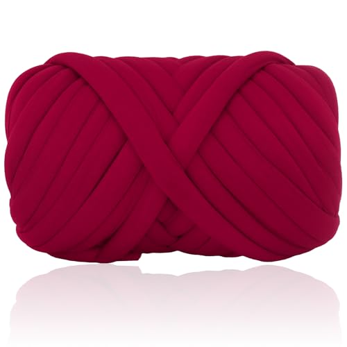 50M 50M Dicke Wolle Zum Handstricken ChunkyWolle 1000g Sperrige ArmstrickenWolle DickeWolle Zum HäKeln Handstrickwolle Armstricken WolleFüR Teppich SehrWolle ZumArmstricken (Tiefrot) von YeyeCyrilze