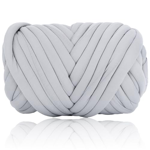 50M Dicke Wolle Zum Handstricken Chunky 1000g Sperrige Armstricken Wolle Zum HäKeln Handstrickwolle FüR Teppich Sehr (Hellgrau) von YeyeCyrilze