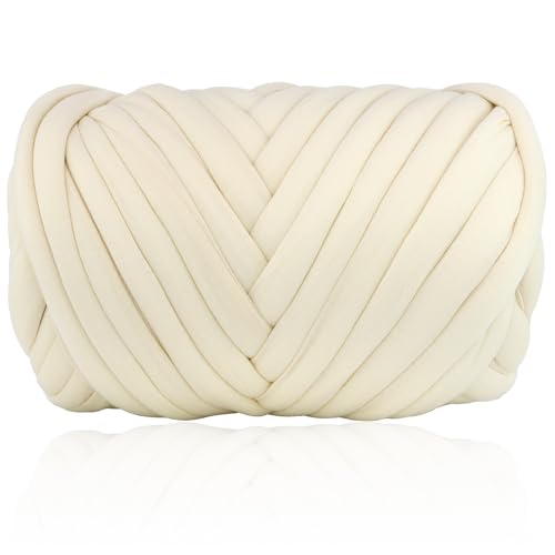 50M Dicke Wolle Zum Handstricken ChunkyWolle 1000g Sperrige ArmstrickenWolle DickeWolle Zum HäKeln Handstrickwolle Armstricken WolleFüR Teppich SehrWolle ZumArmstricken (Cremiges Gelb) von YeyeCyrilze