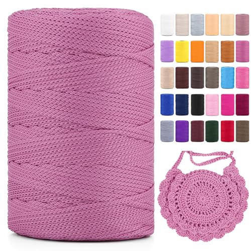 Polyester Makramee Garn 3mm X 225m，Makramee Band，Makramee Kordel 100% Polypropylene Yarn Makramee Schnur Kordel Garn Zum HäKeln FüR Makramee Blumenampel Deko KnüPfen Taschen DIY (Haut Rote, 1 Pcs) von YeyeCyrilze