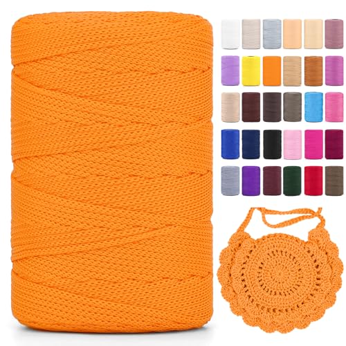 Polyester Makramee Garn 3mm X 225m，Makramee Band，Makramee Kordel 100% Polypropylene Yarn Makramee Schnur Kordel Garn Zum HäKeln FüR Makramee Blumenampel Deko KnüPfen Taschen DIY (Gold, 1 Pcs) von YeyeCyrilze