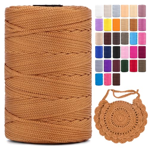 Polyester Makramee Garn 3mm X 225m，100% Polypropylene Yarn Makramee Schnur Kordel Garn Zum HäKeln Für Blumenampel Deko KnüPfen Taschen DIY Handwerk (Dunkles Khaki, 1 Pcs) von YeyeCyrilze