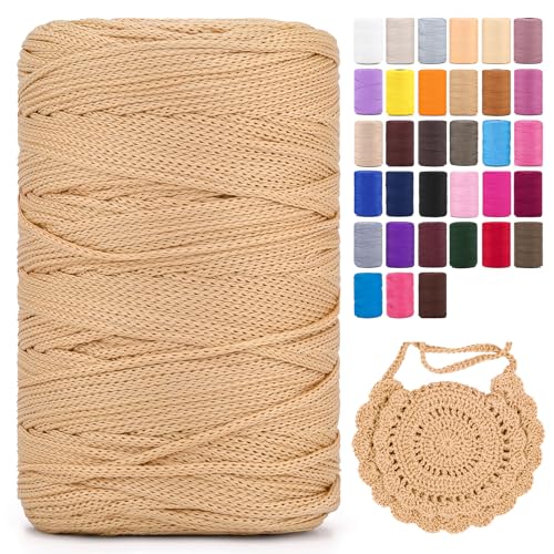 Polyester Makramee Garn 3mm X 225m Makramee Band，Makramee Kordel Polypropylene Yarn Makramee Schnur Kordel Garn Zum HäKeln FüR Hüte Makramee Blumenampel KnüPfen Taschen DIY Handwerk von YeyeCyrilze