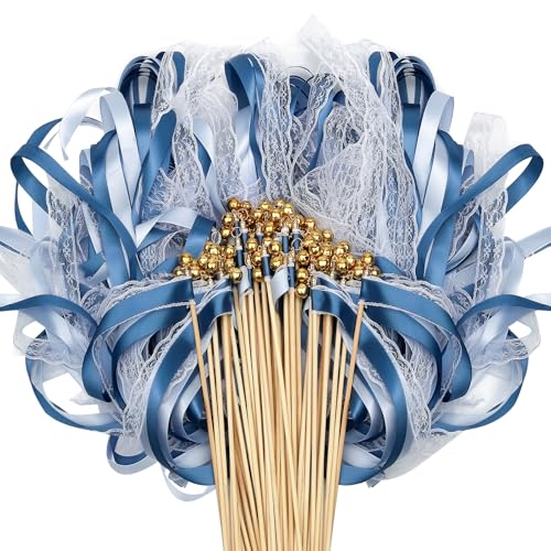 Wedding Wands,50 Stück Stäbe mit 100 Groß Glöckchen Wedding Wands Hochzeit,Seidenfeenstab,Zauberstäbe Hochzeit Luftschlangen,für Hochzeiten,Geburtstage,Feiertagsfeiern von YeyeCyrilze